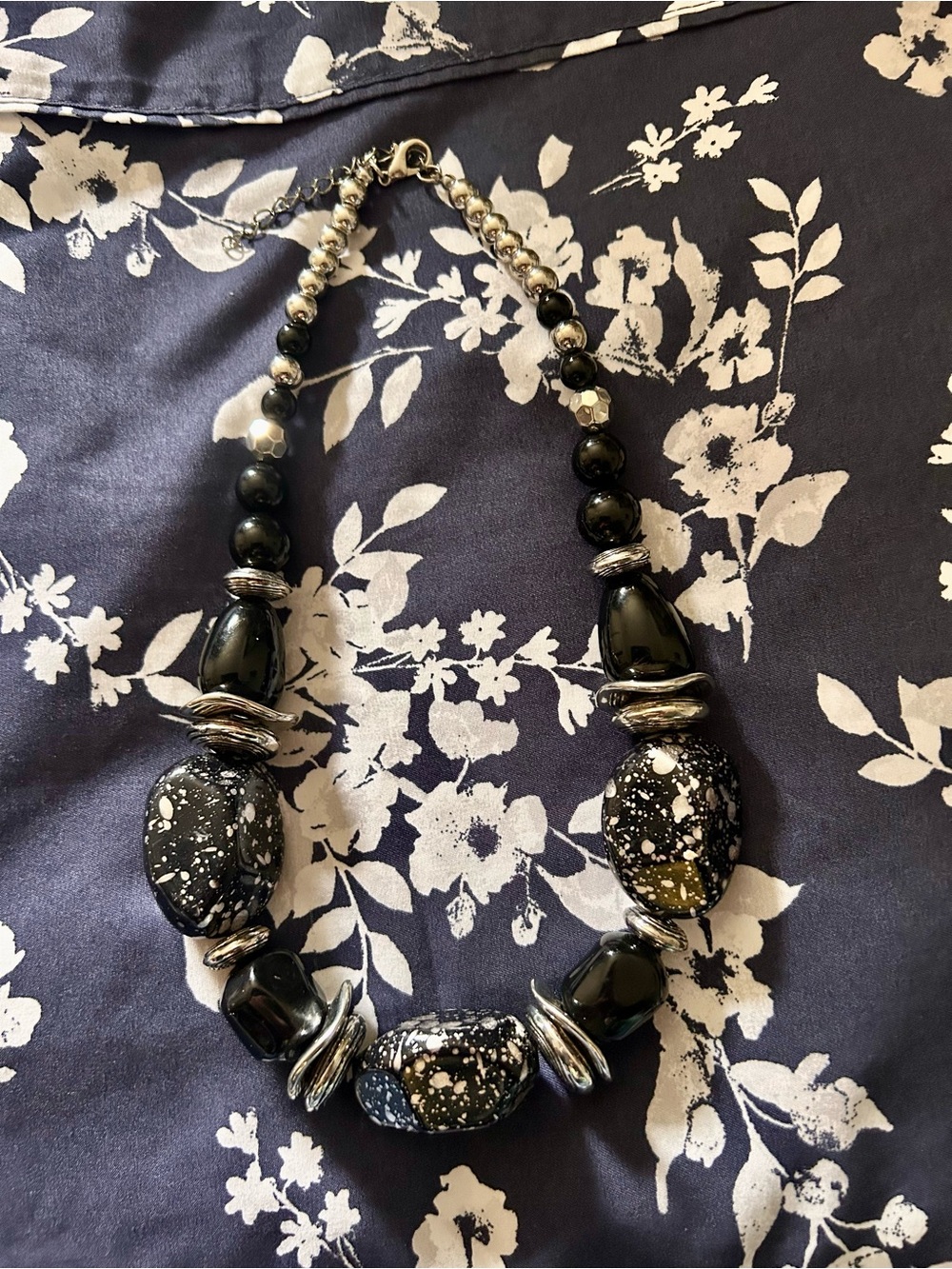 Black Speckled Statement Necklace